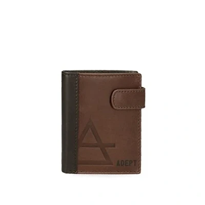Imagen de Adept Jim Cartera vertical con cierre de clic Marrón 8,5x10,5x1 cms Piel