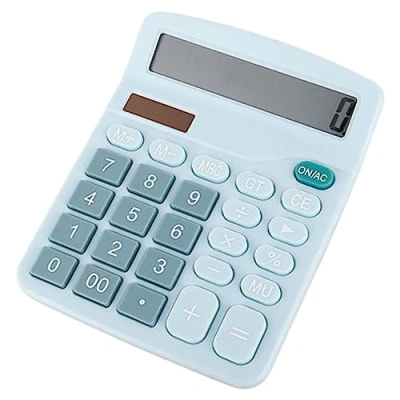 Imagen de calculadora de Escritorio, electrónica Oficina con batería Solar 12 dígitos Pantalla LCD Grande, Botones sensibles Grandes adecuados para la Oficina, el hogar, Escuela Azul