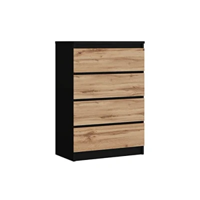 Imagen de Cómoda con 4 cajones Negro/Roble Wotan, L: 70 cm H: 101 P: 39