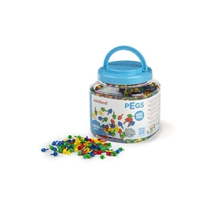 Imagen de Miniland Pegs 10 mm (2.600 Piezas) Primary Colors Divertido Juego de mosaicos, Multicolor (31810)