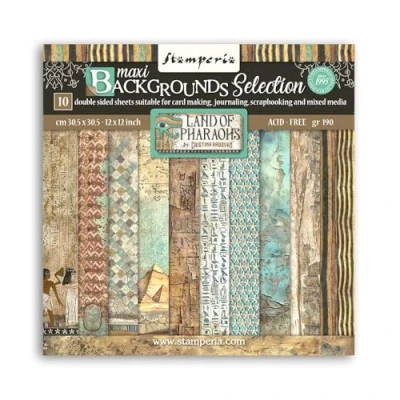 Imagen de Stamperia Scrapbook Paper Pad for Scrapbooks, Albums, Cards, Bullet Journals, and More, Acid Free, Double Sided, Perfect Crafts Gifting (Land of Pharaohs Maxi Background) (30,5 x 30,5 cm)