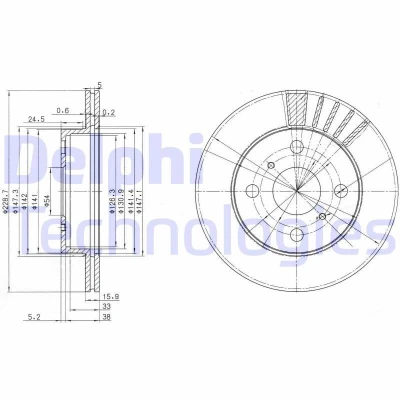 Imagen de DELPHI BG3173 Disco de freno 230 16 4 ventilado aceitado sin procesar cojinete rueda, anillo sensor ABS TOYOTA: Starlet IV Hatchback