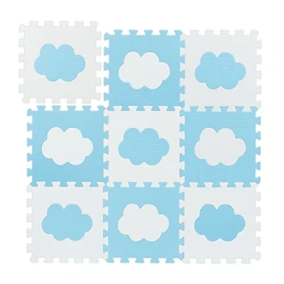 Imagen de Relaxdays Alfombra Puzle Bebé, Diseño Nubes, 18 Piezas, de Goma EVA sin Sustancias Nocivas, 91,5x91,5 cm, Blanco y Azul, Set 9