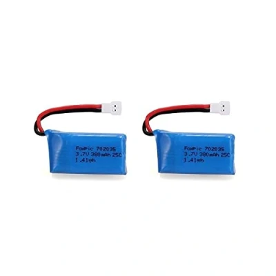 Imagen de YUNIQUE GREEN CLEAN POWER Juego de 2 baterías Recargables LiPo 3.7V 380mAh para Drones Compatible con HUBSAN X4, JXD 385 Rendimiento Vuelo optimizado, Azul Claro/Azul