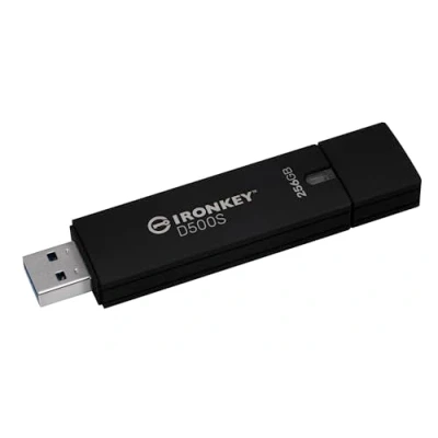 Imagen de Kingston IronKey D500S Unidad Flash USB cifrada por hardware 256GB FIPS 140 3 Lvl (Pendiente) AES 256 IKD500S/256GB