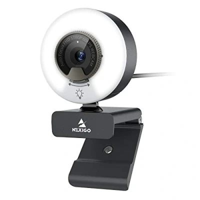 Imagen de NexiGo N960E Webcam AutoFocus de 60FPS con Luz Anillo y Cubierta Privacidad, 1080P Cámara Web, Micrófonos Estéreo Duales, para Zoom, Skype, Teams