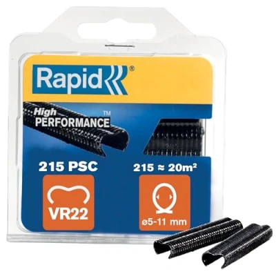 Imagen de Rapid VR22 Grapas Galvanizadas para Cercas y Vallas con recubrimiento PET, Aptas Vallados de 5 11mm, Ideal Jaulas Cercados, 215 Unidades, Blíster (40108804)