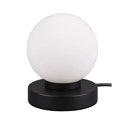Imagen de Reality Leuchten R54011001 Prince II Lámpara de mesa (metal níquel mate, cristal blanco, no incluye 1 bombilla E14, encendido/apagado)