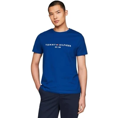 Imagen de Tommy Hilfiger Camiseta de Manga Corta para Hombre con Cuello Redondo Y Logotipo Tommy, Azul (Anchor Blue), S