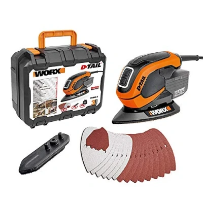 Imagen de Multilijadora delta 65W WORX WX 648.2 Microfiltro DustStop Sistema de anclaje por velcro Diseño ergonómico, compacto y ligero Incluye accesorios