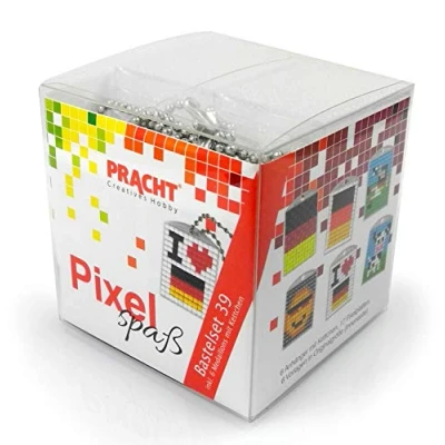 Imagen de Pracht Creatives Hobby Juego de Manualidades Pixeles para 6 medallones, Llavero, niñas, Ideal como pequeño, Regalo cumpleaños Infantil, Color carbón (P90077 63501) , color/modelo surtido