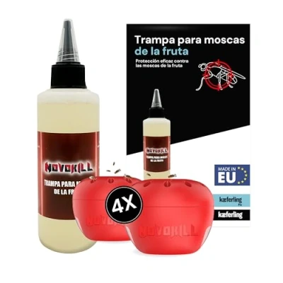 Imagen de Novokill Trampa para Moscas de la Fruta con Cebo 4X 100 ml el hogar Protección 170 días Atrapa Interior