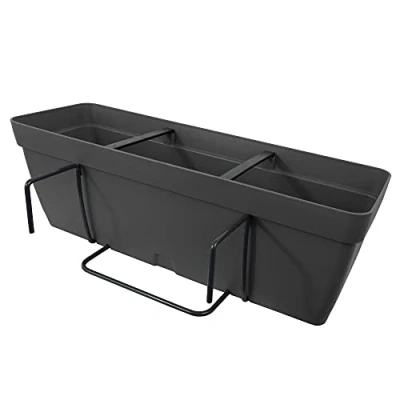 Imagen de Art Plast Lolego Fly Square Jardinera 60 cm con escuadra de fijación Cuadrada, Antracita
