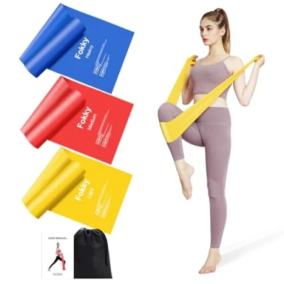 Imagen de Gomas Bandas Elasticas Musculacion de Látex Natural (3 Unidades), Resistencia 2M con 3 Niveles Resistencia, Skin Friendly Fitness para Ejercicios Yoga, Pilates，Estiramientos