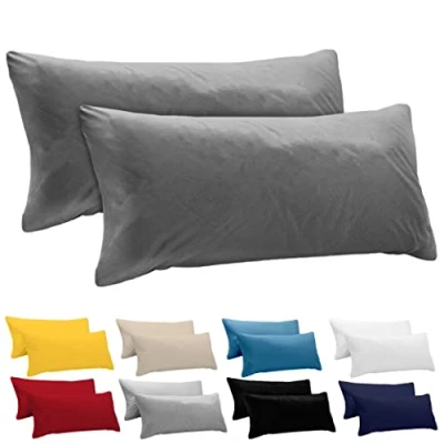 Imagen de Dreamzie Funda Almohada 40x145 (Juego de 2) Antracita para Las Almohadas 40 x 145 cm 100% Algodon Jersey Cojin Cama Protector