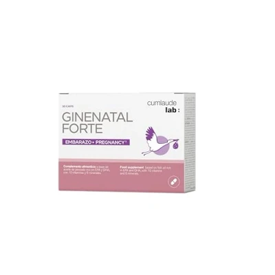 Imagen de Cumlaude Lab Ginenatal Forte Complemento Alimenticio con Vitaminas y Minerales para la Etapa Preconcepcional, Gestacional de Lactancia, Aceite Pescado 30 Cápsulas
