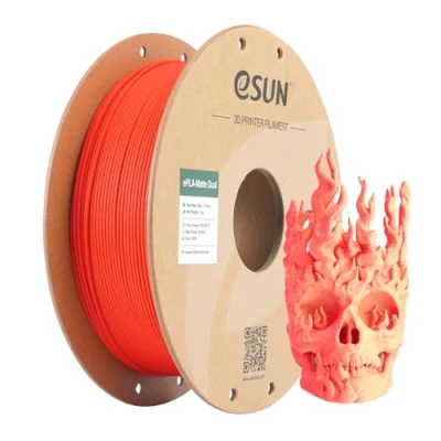 Imagen de eSUN Dual Colour Mate Filamento, Filamento PLA 1.75mm, Color Sin Brillo, Textura Esmerilada, Carrete de 1KG (2.2 LBS) Impresión 3D para Impresoras 3D,Rojo Amarillo