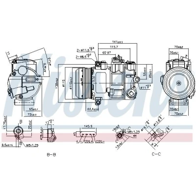 Imagen de NISSENS 890696 Compresor de Aire Acondicionado 6SBU16C 12 PAG 46 R 134 a MERCEDES BENZ: Clase C Berlina, E T modell