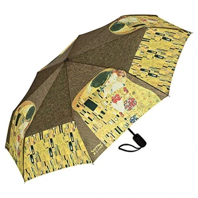 Imagen de VON LILIENFELD Paraguas Bolsillo Plegable Ligero Estable Apertura y Cierre Automático Resistente al Viento Compacto Gustav Klimt: El beso