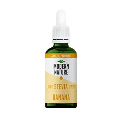 Imagen de Modern Nature Gotas de Stevia Líquida Sabor Plátano 50ml Edulcorante Natural, Sin Azúcar, Calorías, Keto Sustituto del Azúcar y Jarabe Café