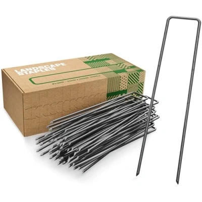 Imagen de GardenGloss Grapas de Sujeción Acero Robusto Anclaje Tierra para Malla Antihierbas, Valla y Red 150 MM Largo, 25 Ancho, Ø 2.7 (25 Piezas)