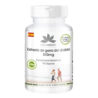 Imagen de Harpagofito 510mg Harpagophytum procumbens Vegano 90 cápsulas HERBADIREKT by Warnke Vitalstoffe Calidad de farmacia alemana