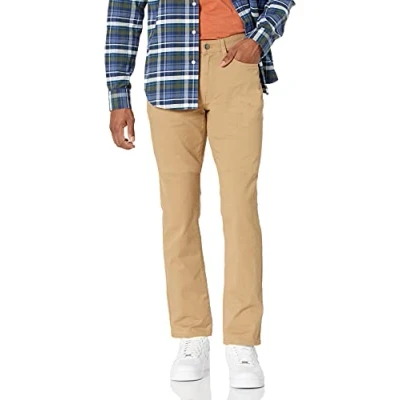 Imagen de Amazon Essentials Pantalón de Sarga Elástico con 5 Bolsillos y Ajuste Entallado Hombre, Marrón Caqui Oscuro, 31W / 34L