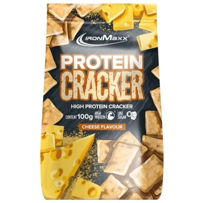 Imagen de IronMaxx Protein Cracker Queso 100g Aperitivo crujiente y bajo en azúcar con un 21% de proteínas Horneado no frito