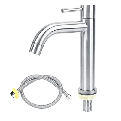Imagen de Grifo de Baño, Lavabo Acero Inoxidable, Agua Fría Individual, Encimera Una Sola Palanca con Manguera para Fregadero Ropa