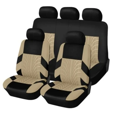 Imagen de DQSZ 5 Asientos Universal Funda Asiento Coche para Kia Sportage 2020 2022, Delanteros Y Traseros Paño Respirable Cubreasientos Protección Accesorios,D/Beige