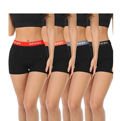 Imagen de wirarpa Boxer Mujer Pantalon Antirozaduras Algodon Bragas Culotte Shorts 3&#039;&#039; Inseam Pack de 4 Negro Talla L