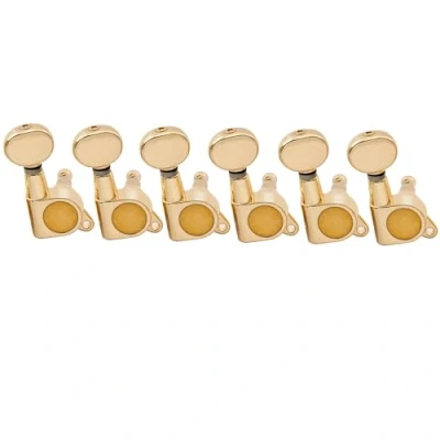 Imagen de Musiclily Pro 6 en línea Tipo Cerrado Clavijas de Afinación Clavijero Repuesto para Guitarra Fender Stratocaster Telecaster,Botón Kidney Oro