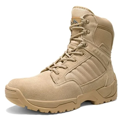 Imagen de NORTIV 8 Botas de Trabajo Tácticas Militares para Hombre con Cremallera Lateral Combate Motocicleta Desert,Size 41,Arena,Desert