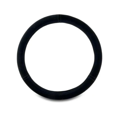 Imagen de +PWR Car Parts Funda de Volante Modelo Nubuk Negra Universal para Volantes Turismos 37 a 39 cm. Antideslizante. Fabricada en 100% Poliéster