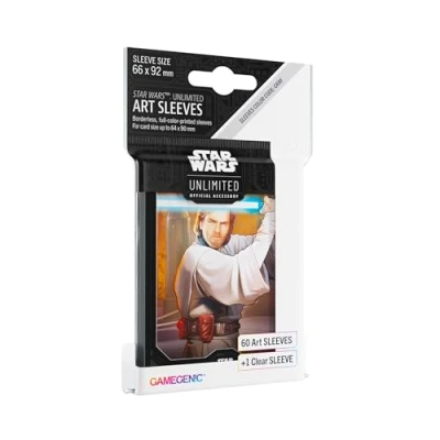 Imagen de Gamegenic Star Wars: Unlimited Art Sleeves OBI WAN Kenobi Pack de 60 Fundas Ilustradas con Diseño Oficial y 1 Funda Transparente Optimizado para Was Otros LCGs TCGs