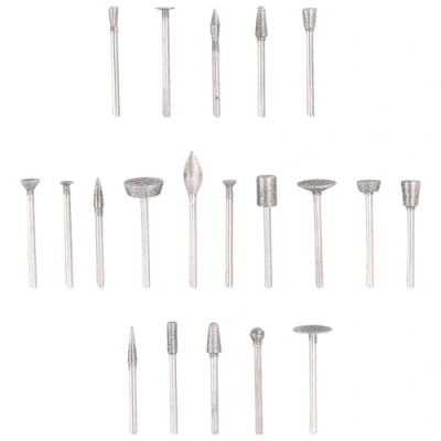 Imagen de Giuneuow Juego de Talla Piedra Brocas Diamante, 20 Piezas Kits Pulido Accesorios Herramientas Rotativas con VáStago 1/8 Pulgadas para Tallar