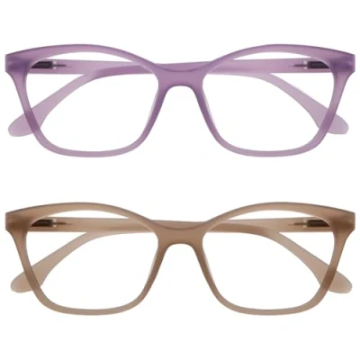 Imagen de OPULIZE KAT Gafas de Lectura Pack 2 Elegante Montura Ojo Gato Malva y Topo Hombres Mujeres Bisagras Muelle RR59 5U +1.00