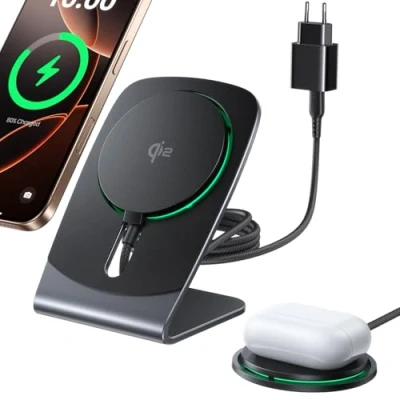 Imagen de INIU Cargador Inalámbrico Compatible con MagSafe 15W, Certificado Qi2 Base de Carga Rápida para iPhone 16 Pro MAX, 15 Plus, 14, 13 y 12