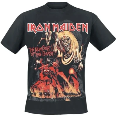 Imagen de Iron Maiden Number of The Beast Graphic Hombre Camiseta Negro XL 100% algodón Vorne Bedruckt Regular