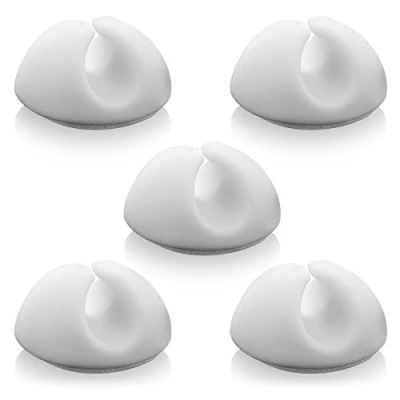 Imagen de deleyCON 5x Clips de Cable Portacables Gestión Cables Fijación Organizador para hasta 8mm Abrazaderas Manejo Blanco