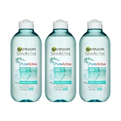 Imagen de SkinActive Face Garnier Pure Active Micellar Oily Skin Cleansing Water, 400 ml, paquete de 3