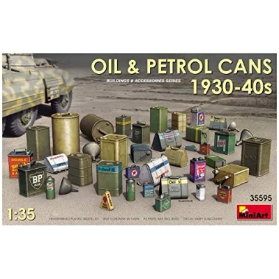 Imagen de MiniArt 35595 Oil &amp; Petrol Cans 1930 40s Accesorios para maquetas de automóvil, color gris , color/modelo surtido