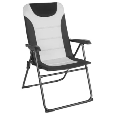 Imagen de Homecall Silla de jardín plegable acolchada con respaldo ajustable, negro y crema