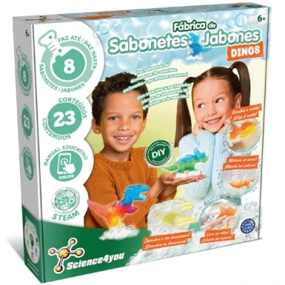 Imagen de Science4you Dino Lab Kit de Fabricación Jabón, Haga Sus Propios Jabones Dinosaurios que Brillan En La Oscuridad, Dinos para Niños 8 9 10 11+