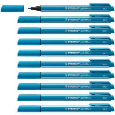 Imagen de Rotulador punta media 0,8 STABILO pointMax Caja con 10 unidades Color azul celeste