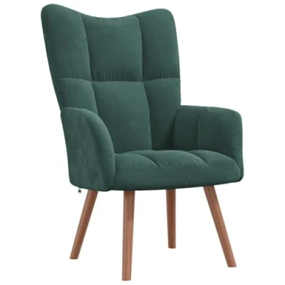 Imagen de vidaXL Silla de Relajación Asiento Sillón Salón Sala Estar Estudio Escritorio Oficina Muebles Mobiliario Decoración Terciopelo Verde Oscuro