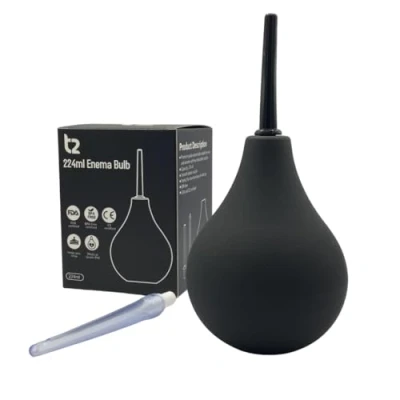Imagen de T2 Kit Enema Bulbo 224ml Duchas Anales para Hombres y Mujeres 2 x Boquillas Cómodas Desmontables (1 Blanda 1 Dura) Médico con Certificación CE de la FDA, Instrucciones Incluidas