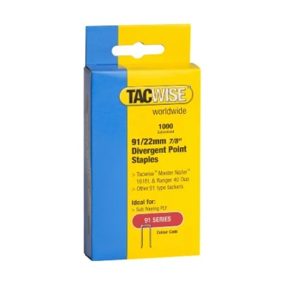 Imagen de TACWISE 0288 Grapas de Acero Inoxidable y Corona Estrecha Tipo 91/22mm, Metalizado, 91 / 22mm