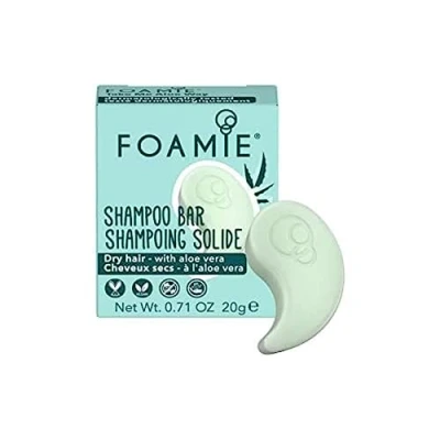 Imagen de Foamie Champú sólido para pelo seco con aloe vera y aceite de almendras Formato viaje 100% champu vegano sin plástico 80 g