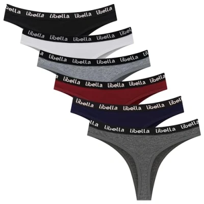 Imagen de Libella Mujer Tanga de algodón Simple y Confortable Thong Tangas Bragas para Mujer,Pack 6,3207 Multicolor Set 3 M
